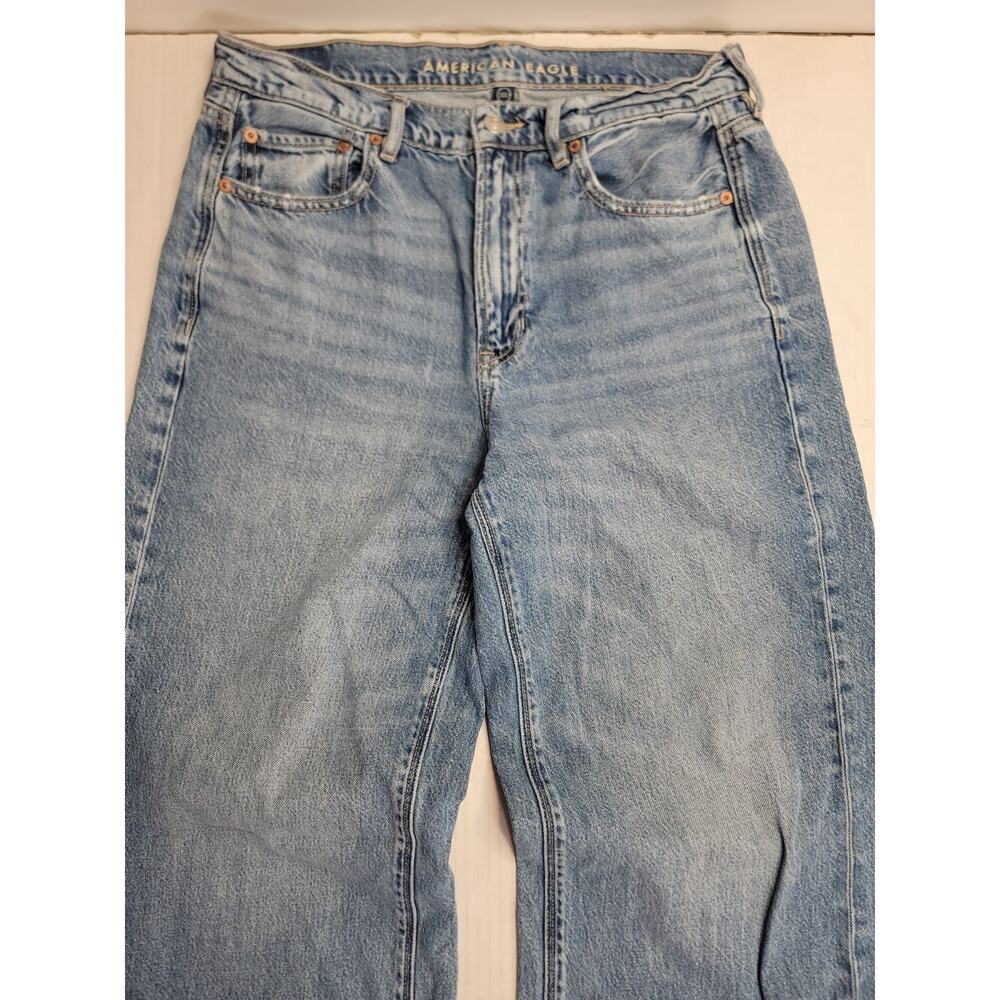 AMERICAN EAGLE Jeans Womens Sz 8 Xtra Long Super High Rise Baggy Wide Leg Drapey - Picture 4 of 10